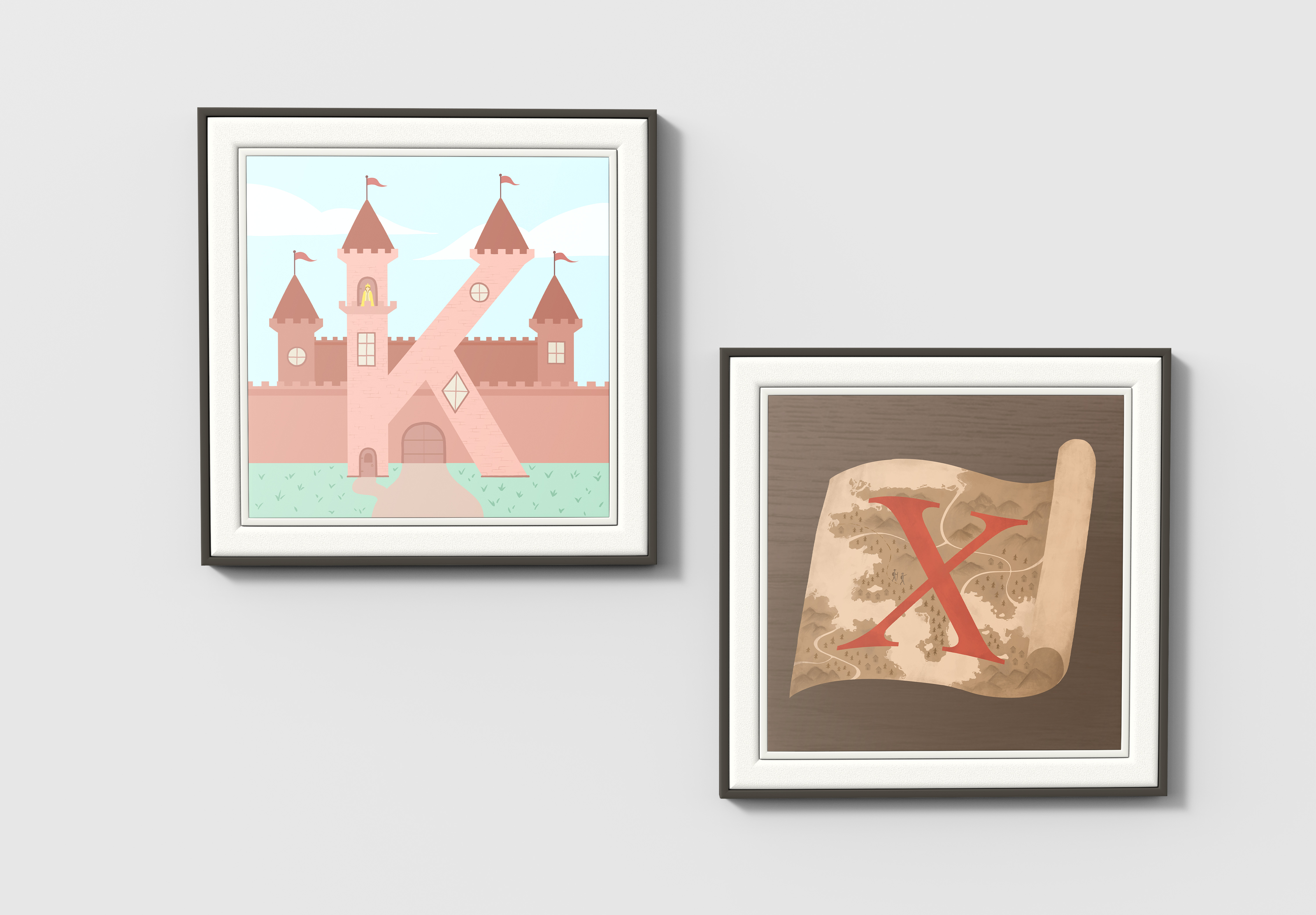 k and x illustrations